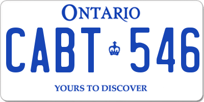 ON license plate CABT546