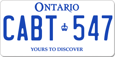 ON license plate CABT547