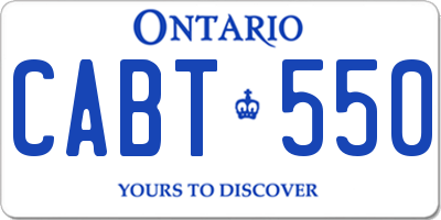 ON license plate CABT550