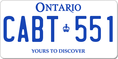 ON license plate CABT551