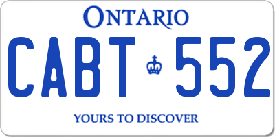 ON license plate CABT552