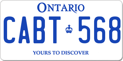 ON license plate CABT568