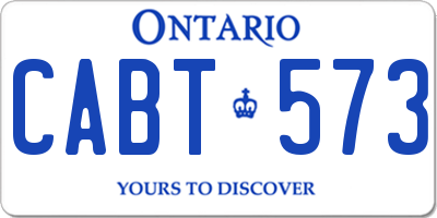 ON license plate CABT573