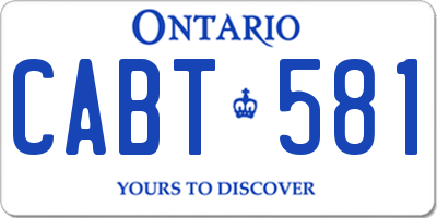 ON license plate CABT581