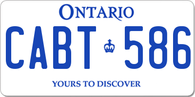 ON license plate CABT586