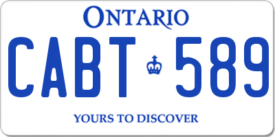 ON license plate CABT589