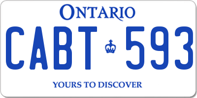 ON license plate CABT593