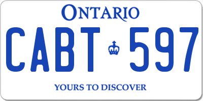 ON license plate CABT597