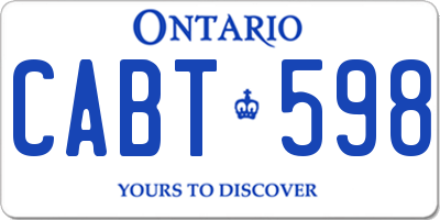 ON license plate CABT598