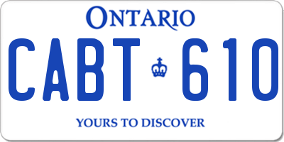 ON license plate CABT610