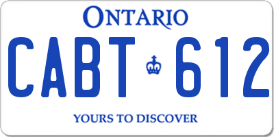 ON license plate CABT612