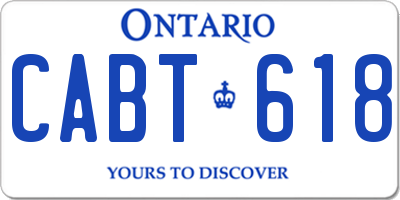 ON license plate CABT618