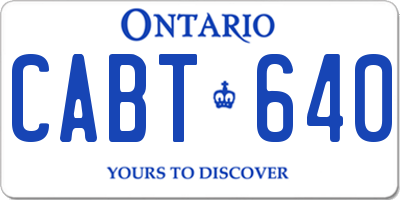 ON license plate CABT640