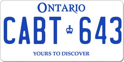 ON license plate CABT643