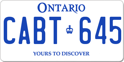 ON license plate CABT645