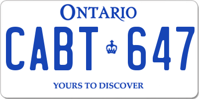 ON license plate CABT647