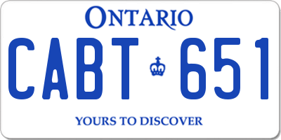 ON license plate CABT651