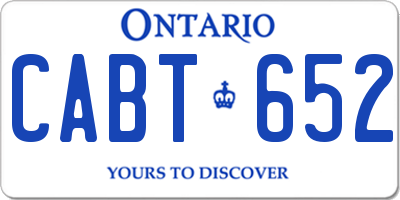 ON license plate CABT652