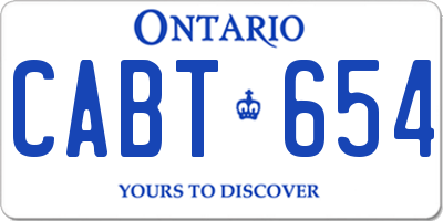 ON license plate CABT654