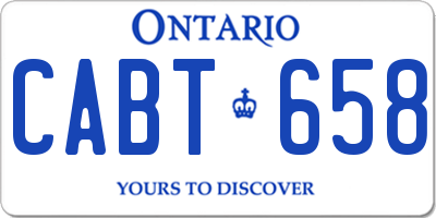 ON license plate CABT658