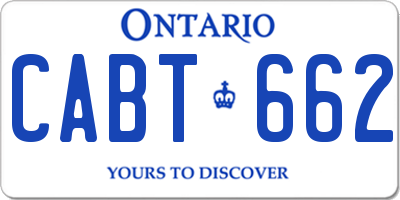 ON license plate CABT662