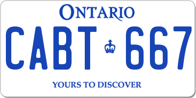 ON license plate CABT667