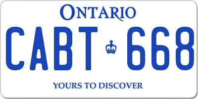 ON license plate CABT668