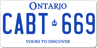 ON license plate CABT669