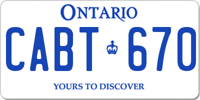 ON license plate CABT670