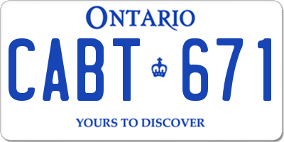 ON license plate CABT671