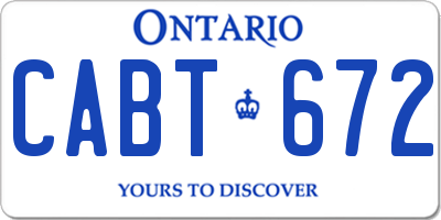 ON license plate CABT672