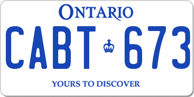 ON license plate CABT673