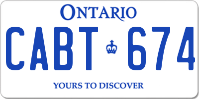 ON license plate CABT674