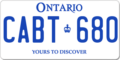 ON license plate CABT680