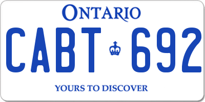 ON license plate CABT692