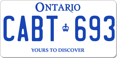 ON license plate CABT693