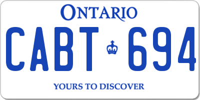 ON license plate CABT694