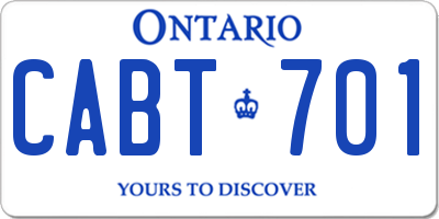 ON license plate CABT701