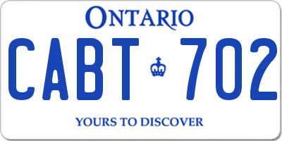 ON license plate CABT702