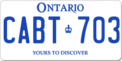 ON license plate CABT703