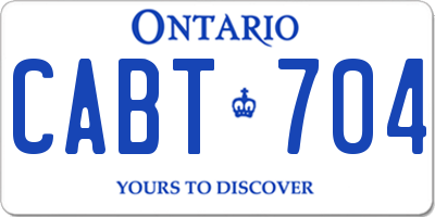 ON license plate CABT704