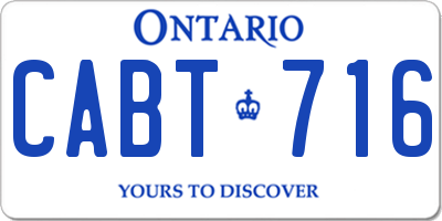 ON license plate CABT716