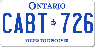 ON license plate CABT726