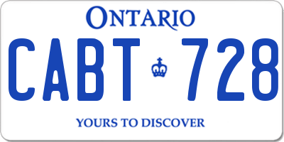 ON license plate CABT728