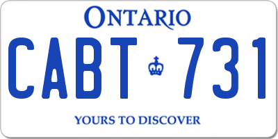 ON license plate CABT731