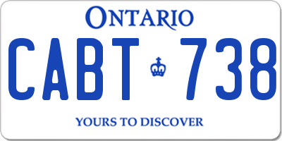 ON license plate CABT738