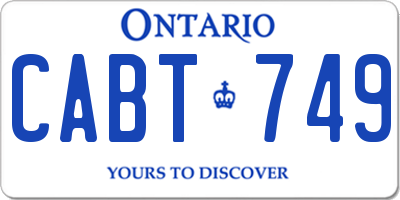 ON license plate CABT749