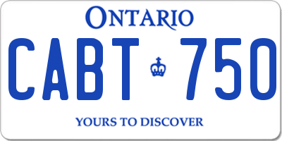 ON license plate CABT750