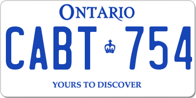 ON license plate CABT754