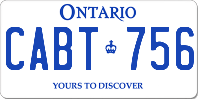 ON license plate CABT756